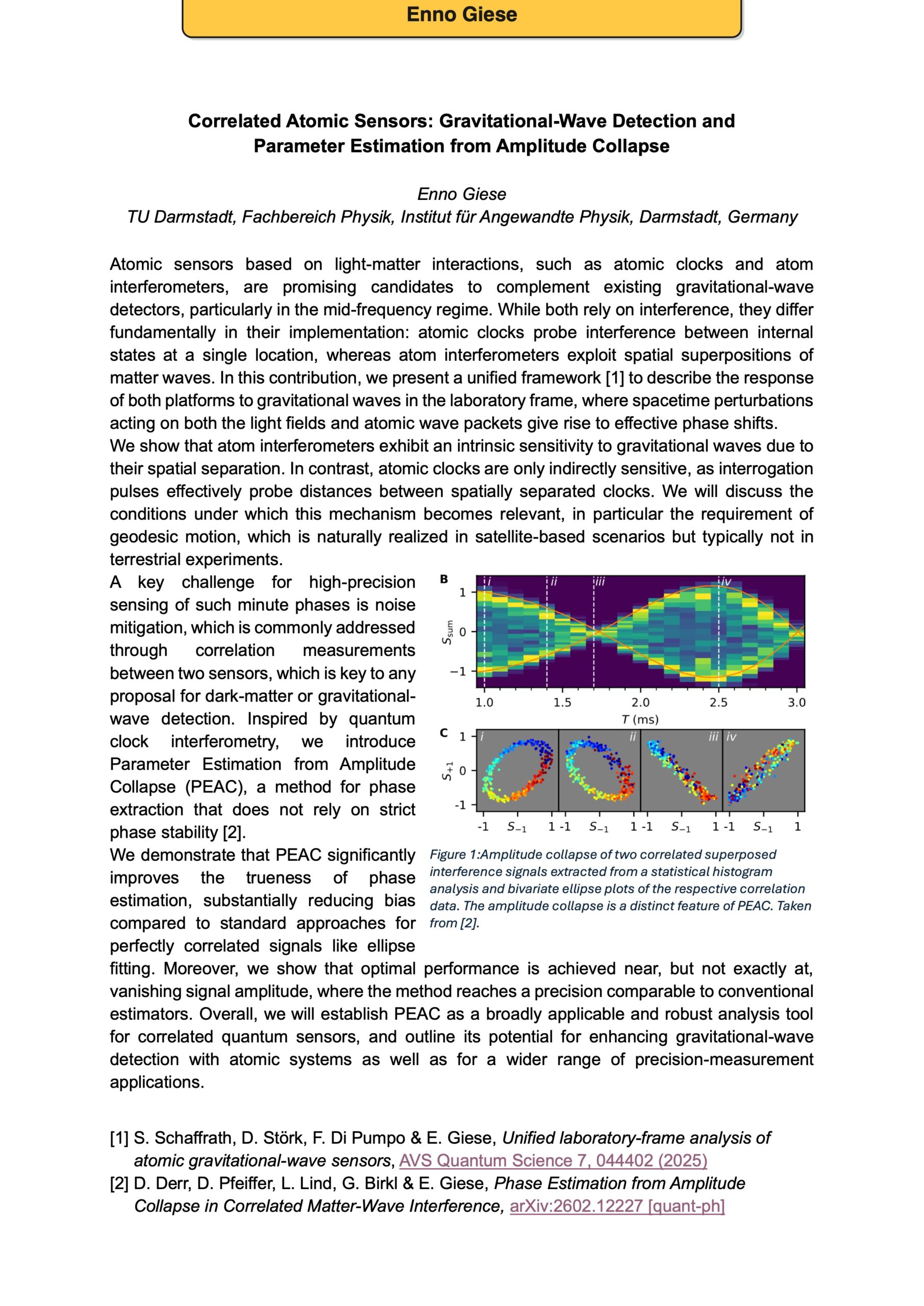 Correlated Atomic Sensors Gravitational-Wave Detection and Parameter Estimation from Amplitude Collapse