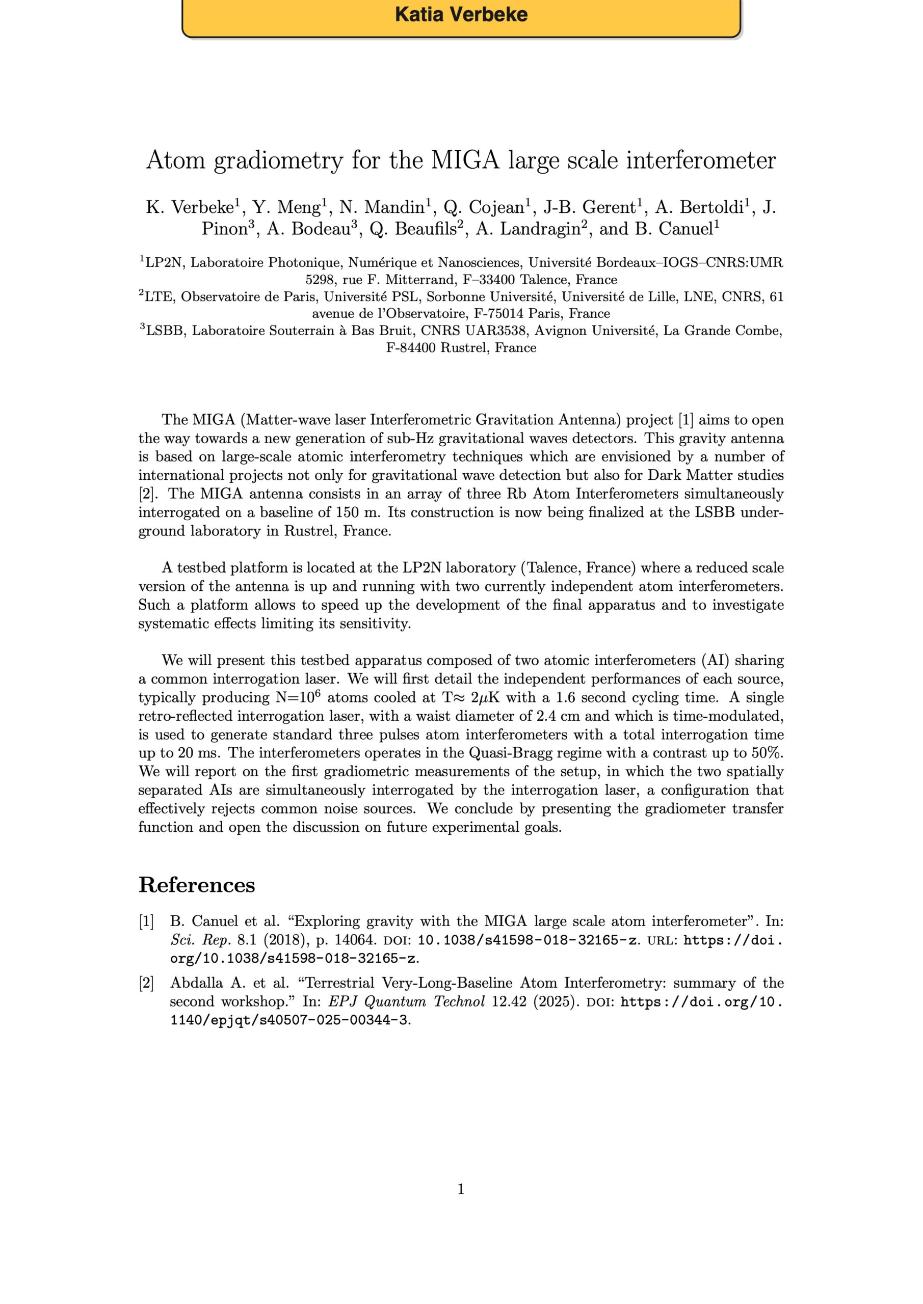 Atom gradiometry for the MIGA large scale interferometer