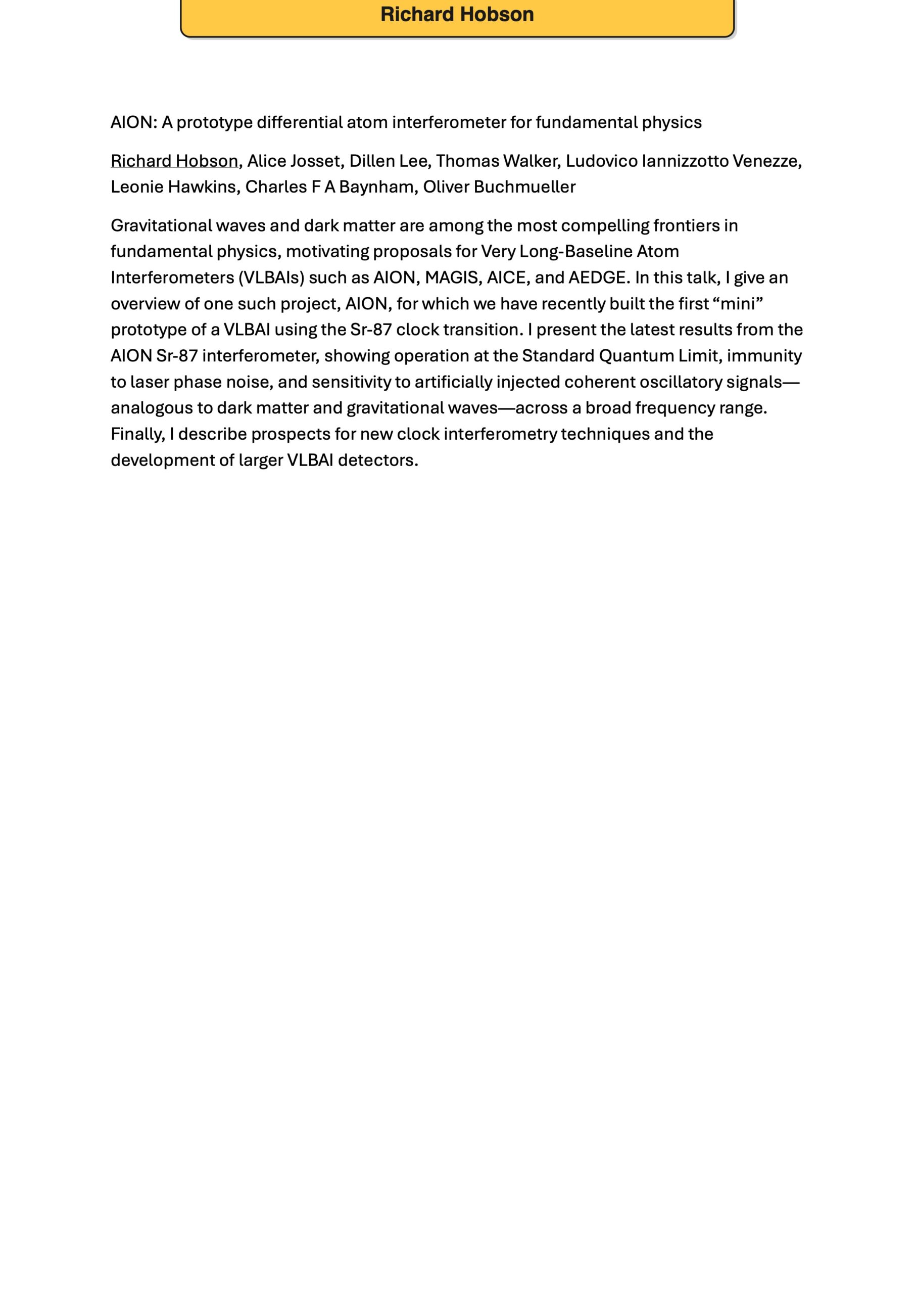 AION — A prototype differential atom interferometer for fundamental physics