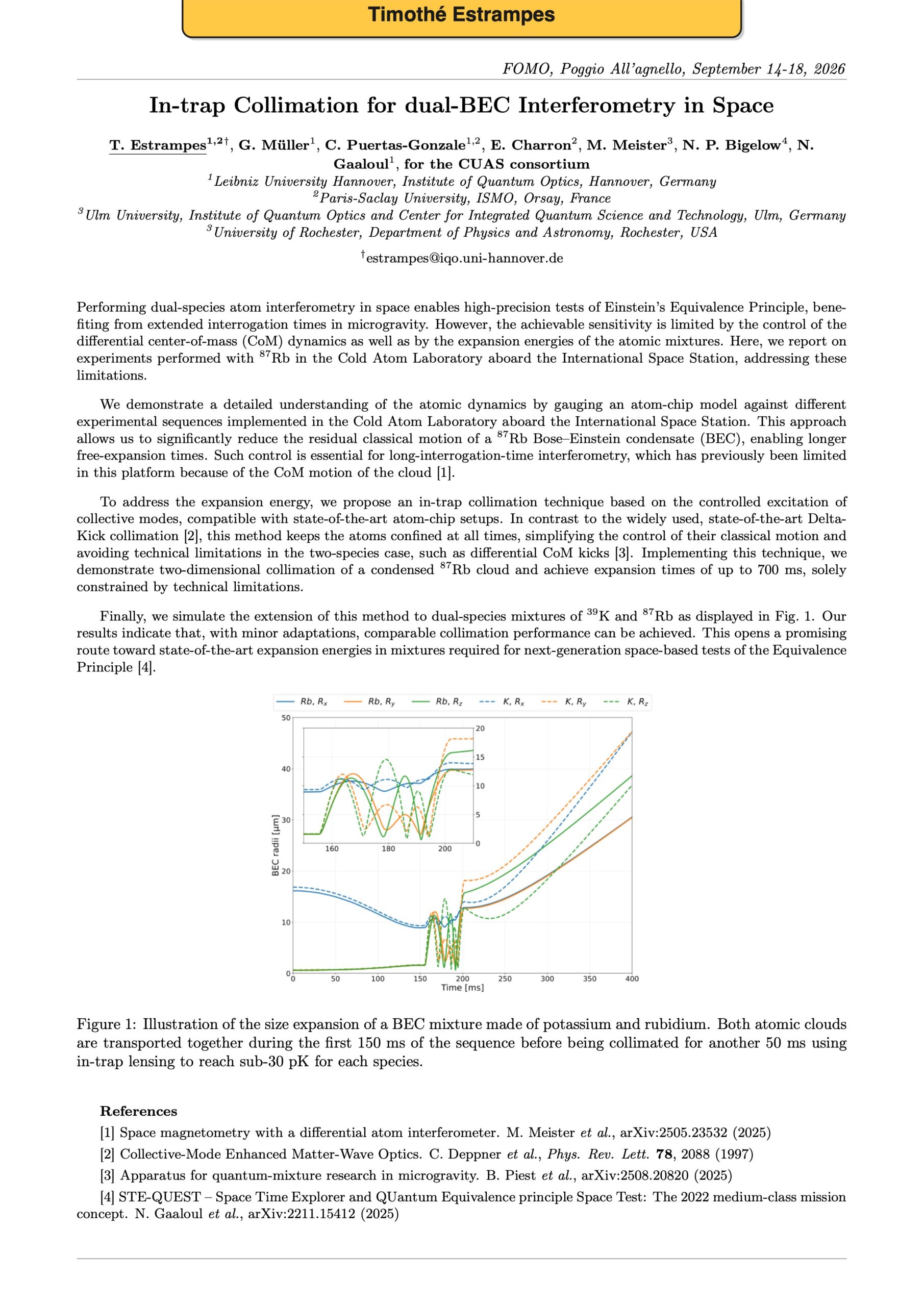 In-trap Collimation for dual-BEC Interferometry in Space